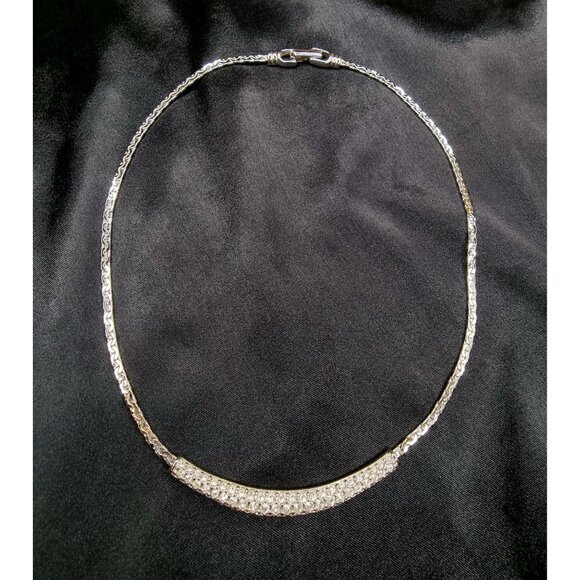 Vintage Swarovski Crystal Necklace Silver-Tone Elegant Chain With Rhinestone Acc - Picture 4 of 6